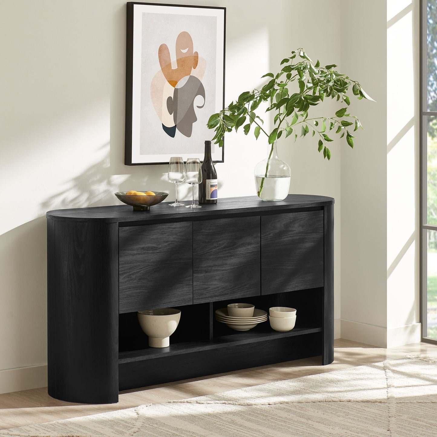 Duval 62 Inch Oval Sideboard (Black) by Modway Console Table Modway 