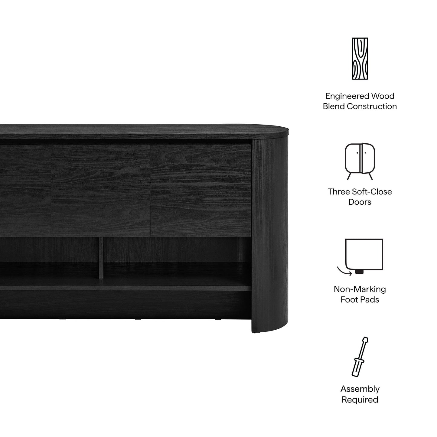 Duval 62 Inch Oval Sideboard (Black) by Modway Console Table Modway 