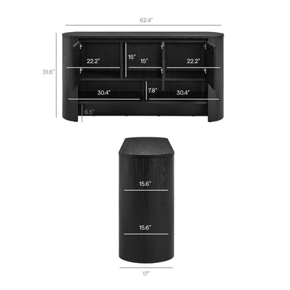 Duval 62 Inch Oval Sideboard (Black) by Modway Console Table Modway 