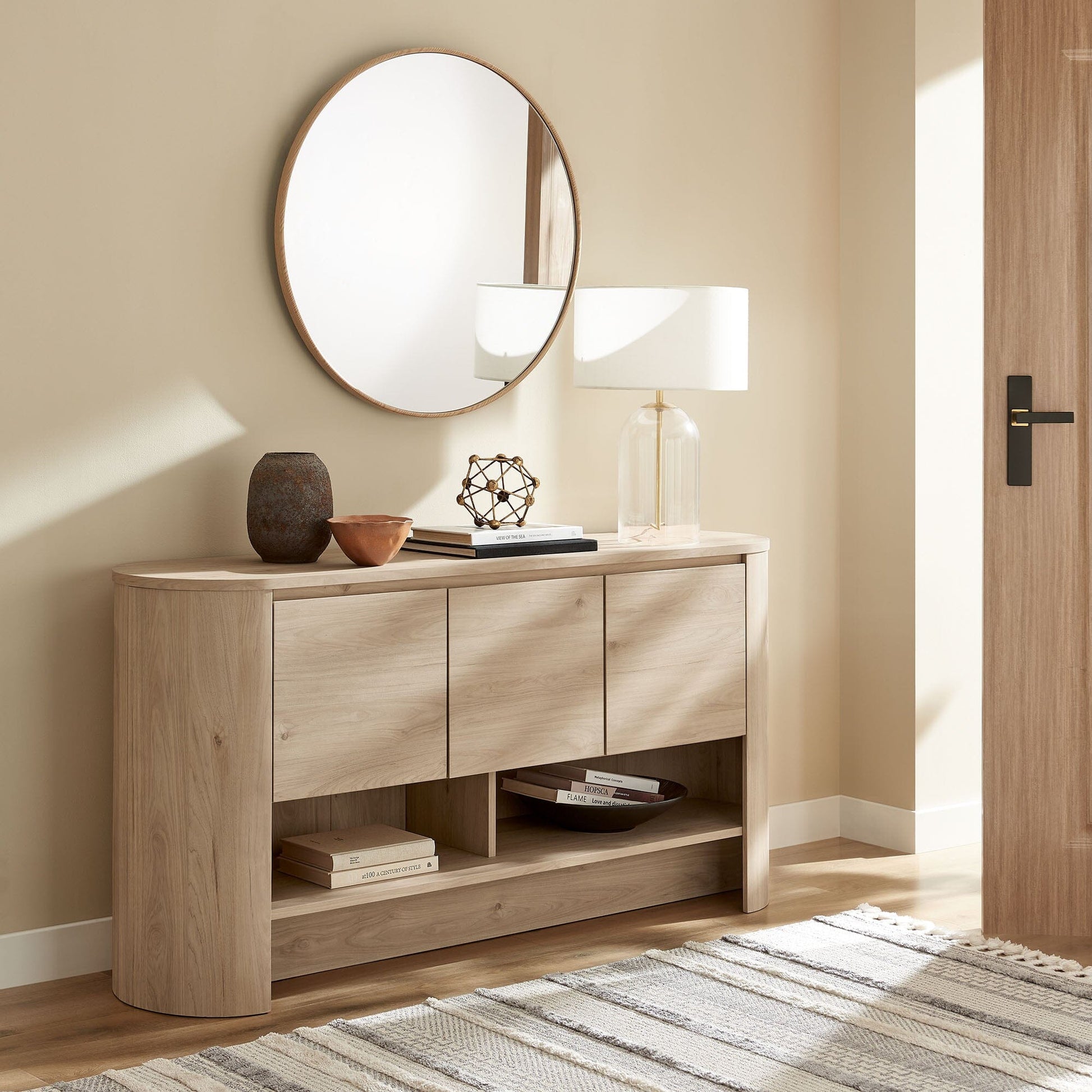 Duval 62 Inch Oval Sideboard (Light Oak) by Modway Console Table Modway 