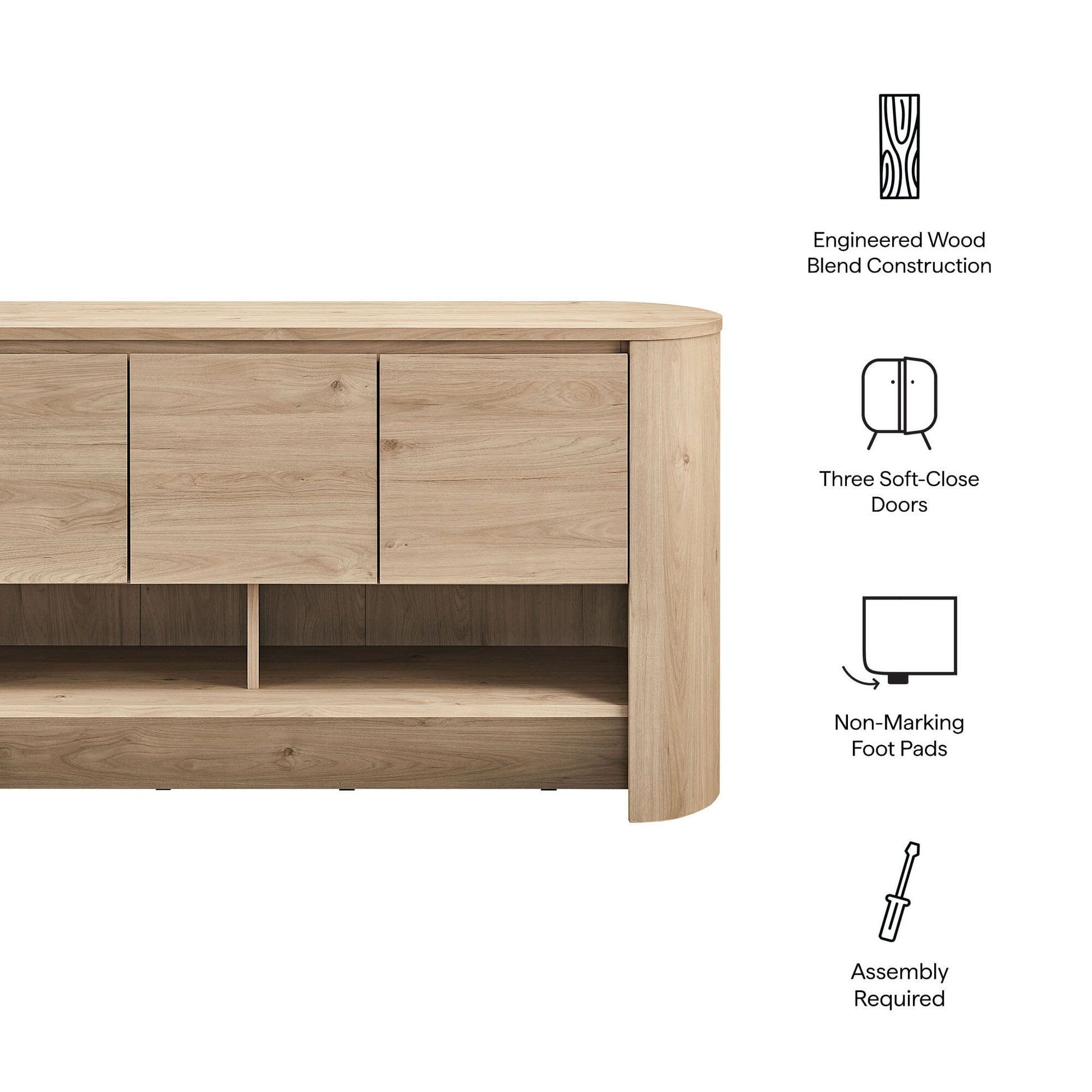 Duval 62 Inch Oval Sideboard (Light Oak) by Modway Console Table Modway 