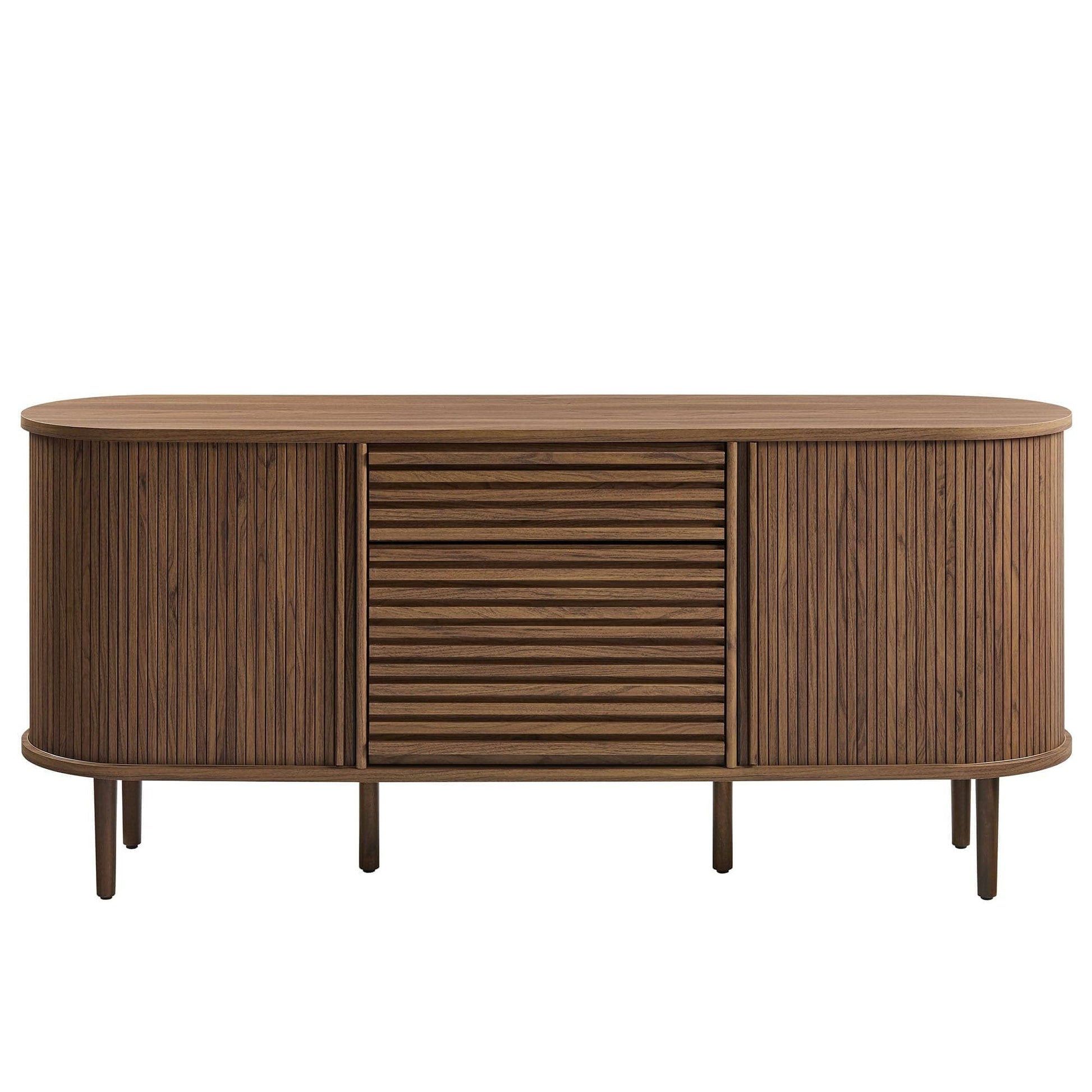 Harlan 67" Fluted Oval Sideboard Cabinet (Walnut) by Modway Sideboard / Credenza Modway 