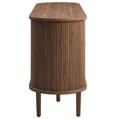Harlan 67 Inch Fluted Oval Sideboard Cabinet (Walnut) by Modway Console Table Modway 
