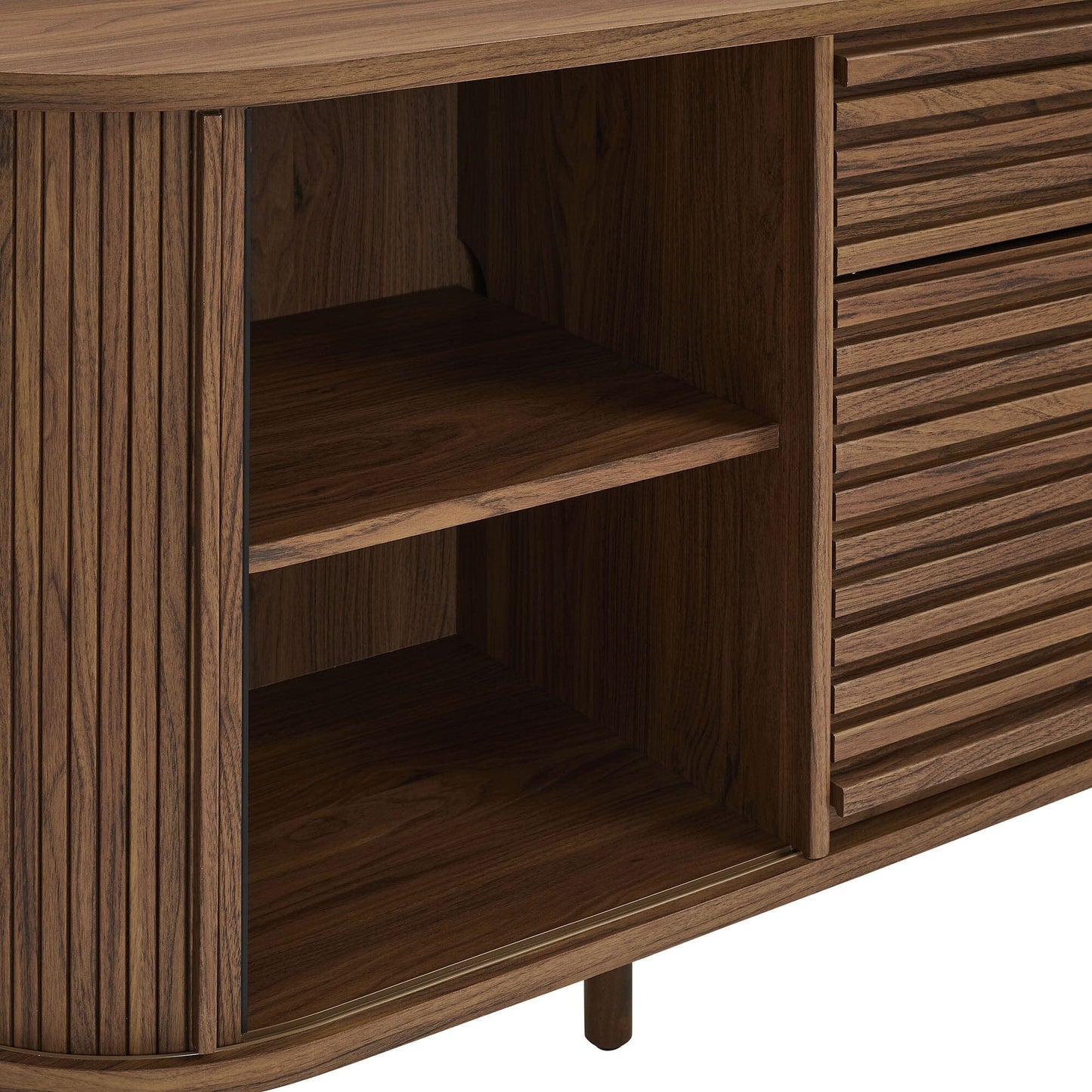 Harlan 67 Inch Fluted Oval Sideboard Cabinet (Walnut) by Modway Console Table Modway 
