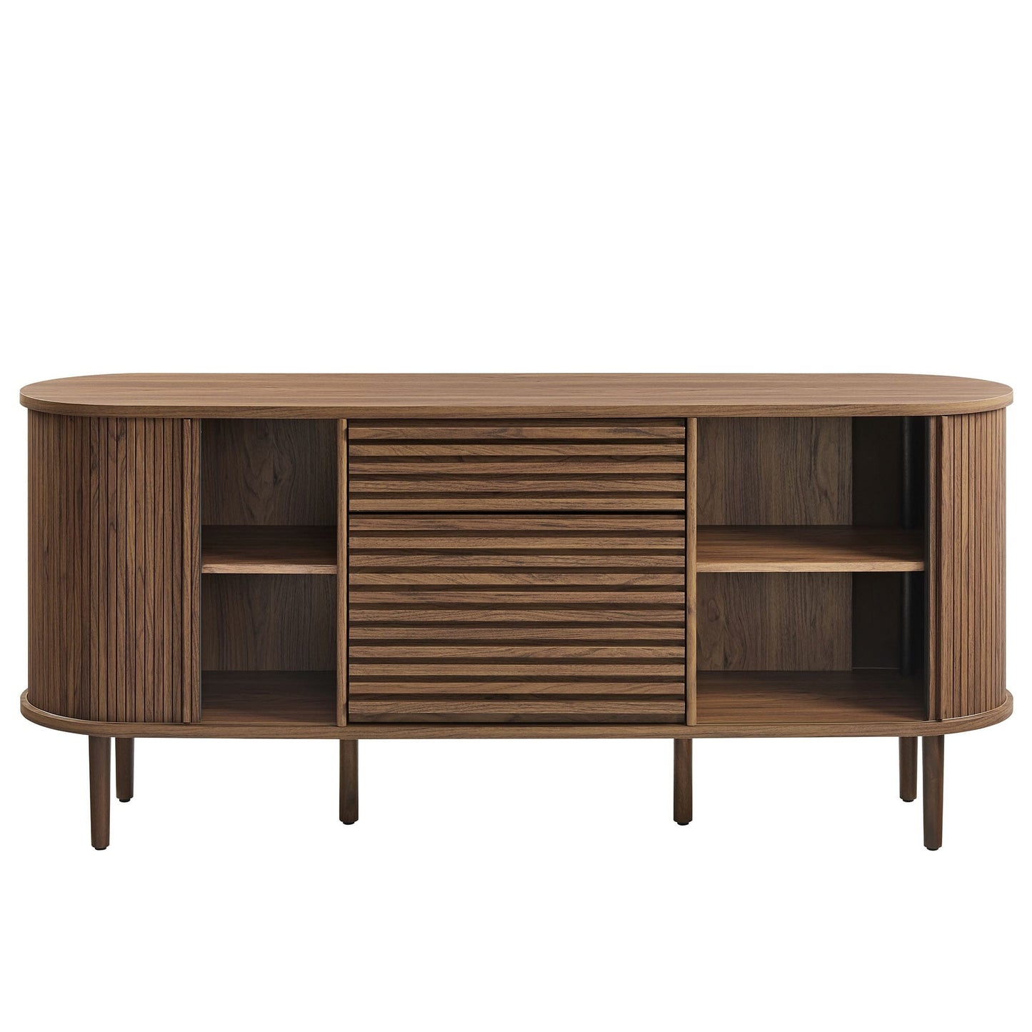 Harlan 67 Inch Fluted Oval Sideboard Cabinet (Walnut) by Modway Console Table Modway 