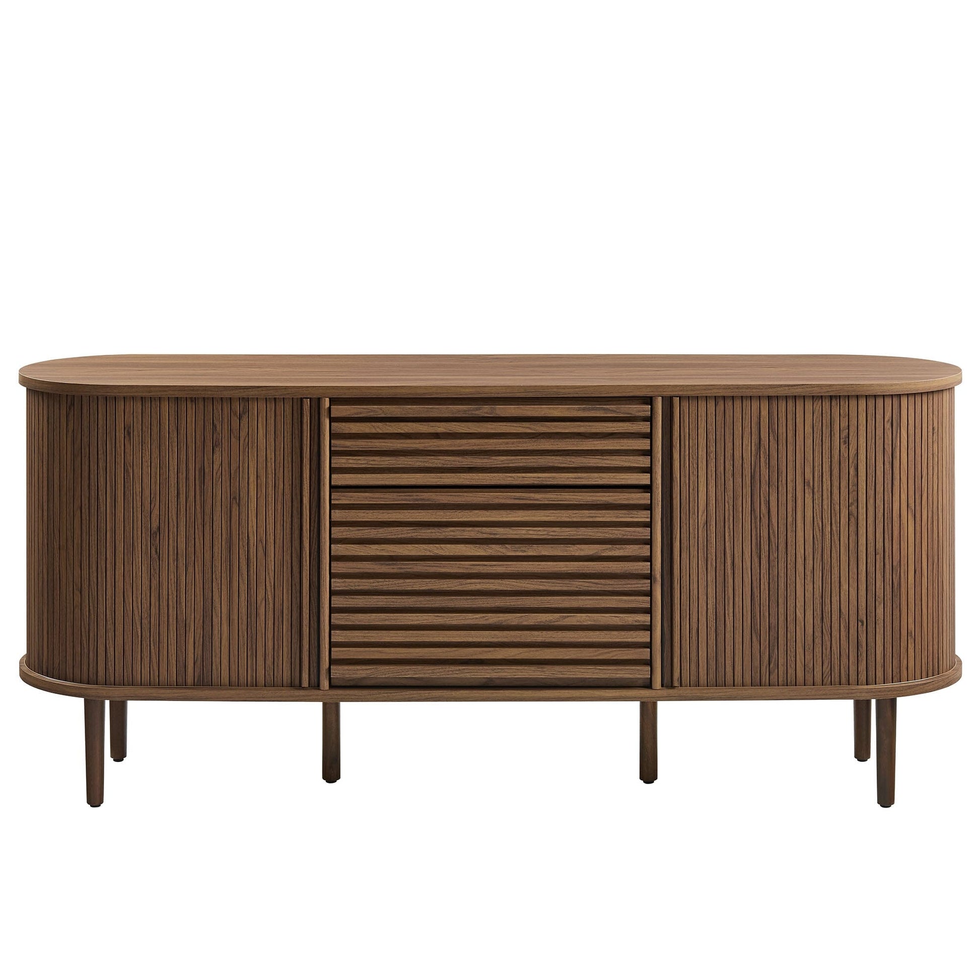 Harlan 67 Inch Fluted Oval Sideboard Cabinet (Walnut) by Modway Console Table Modway 