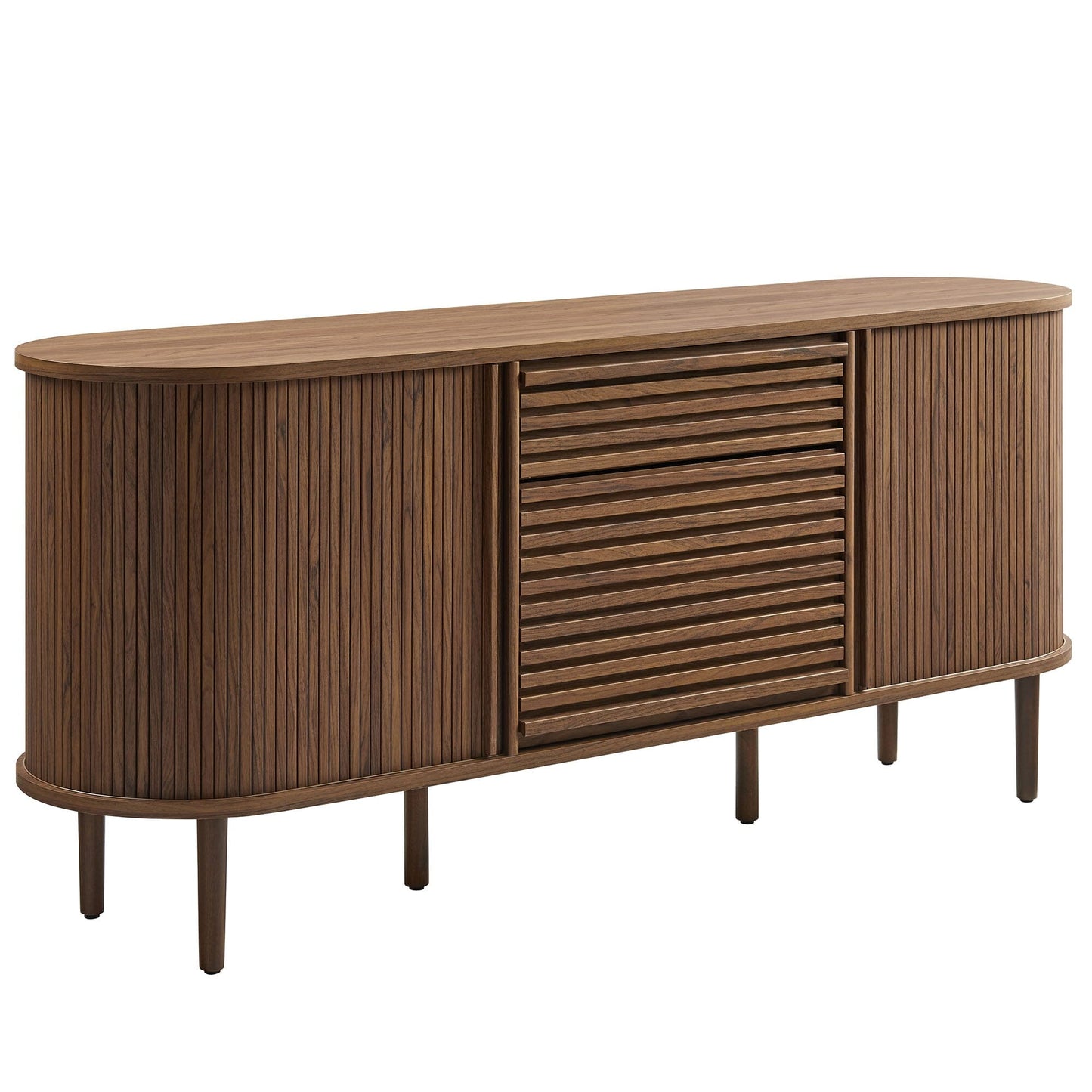 Harlan 67 Inch Fluted Oval Sideboard Cabinet (Walnut) by Modway Console Table Modway 