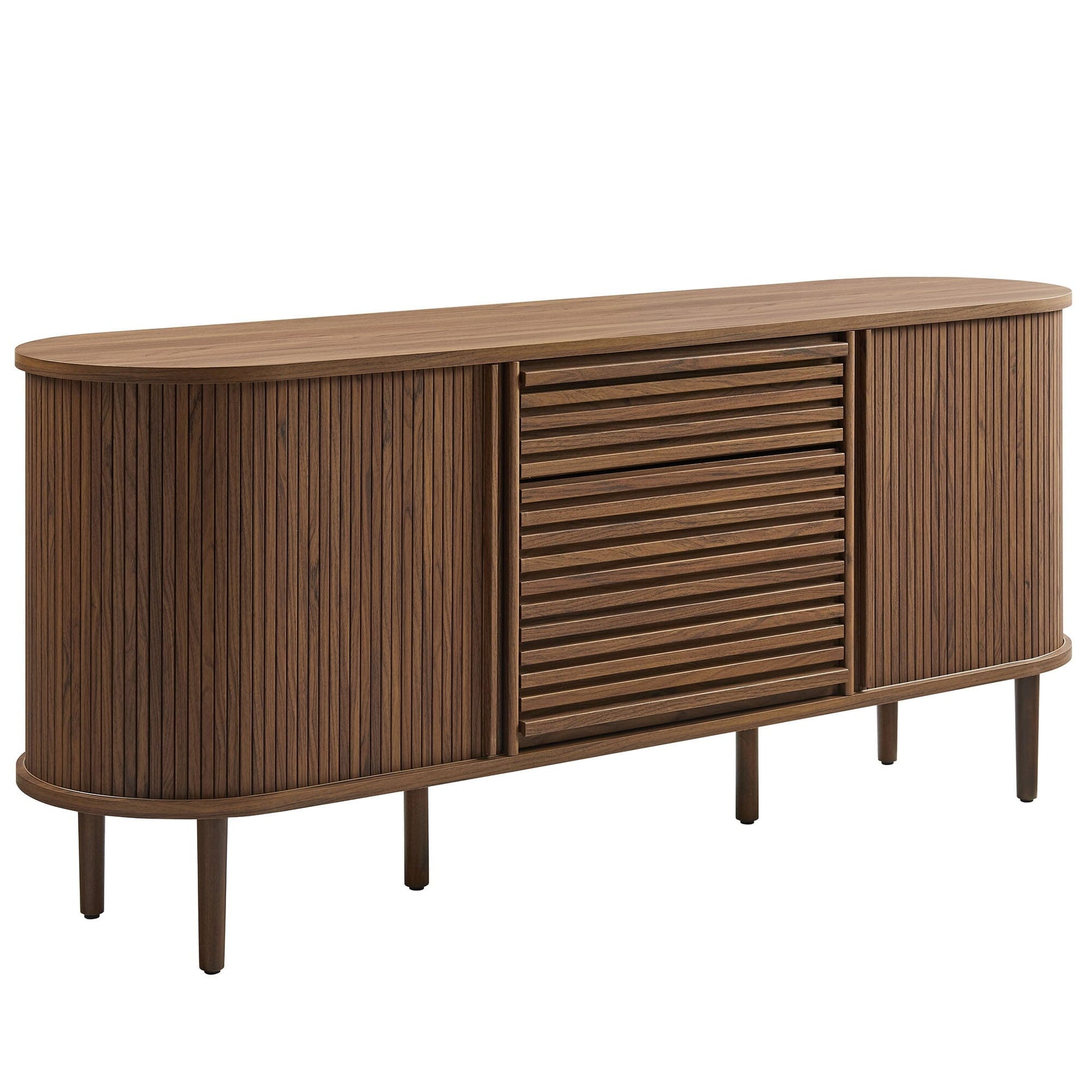 Harlan 67 Inch Fluted Oval Sideboard Cabinet (Walnut) by Modway Console Table Modway 