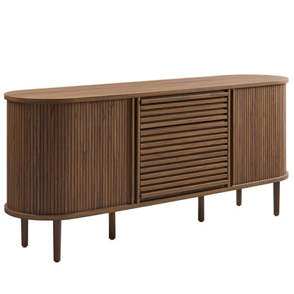Harlan 67 Inch Fluted Oval Sideboard Cabinet (Walnut) by Modway Console Table Modway 
