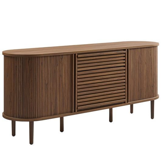 Harlan 67 Inch Fluted Oval Sideboard Cabinet (Walnut) by Modway Console Table Modway 