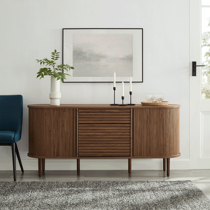 Harlan 67 Inch Fluted Oval Sideboard Cabinet (Walnut) by Modway Console Table Modway 