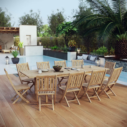 Marina 11 Piece Outdoor Patio Teak Furniture Set in Natural by Modway (3284) Dining Set Modway 