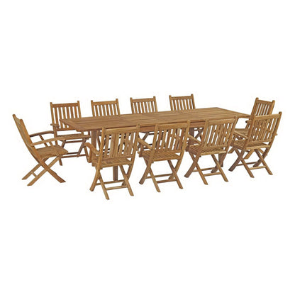Marina 11 Piece Outdoor Patio Teak Furniture Set in Natural by Modway (3285) Dining Set Modway 