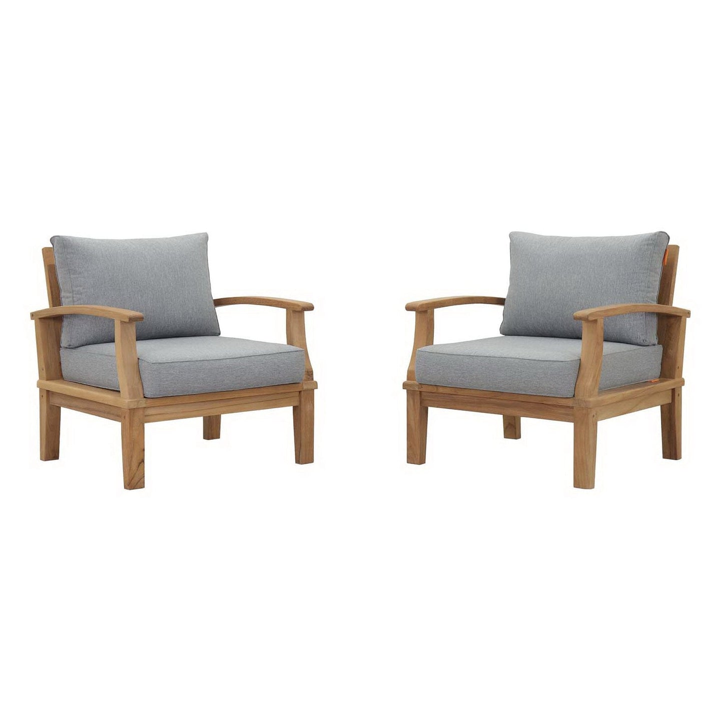 Marina 2 Piece Outdoor Patio Teak Furniture Set in Natural Gray by Modway (1819) Lounge Chair Modway 