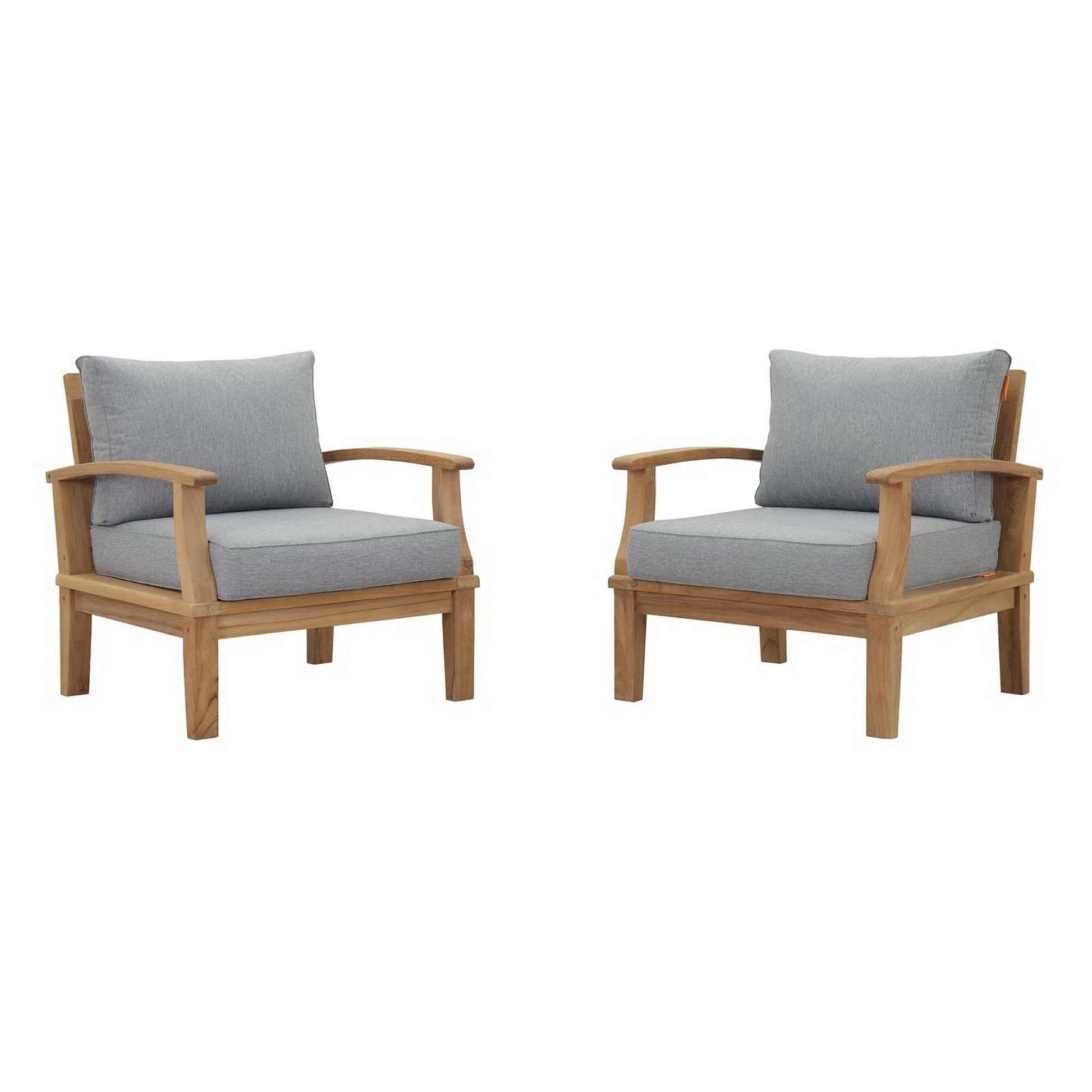 Marina 2 Piece Outdoor Patio Teak Furniture Set in Natural Gray by Modway (1819) Lounge Chair Modway 