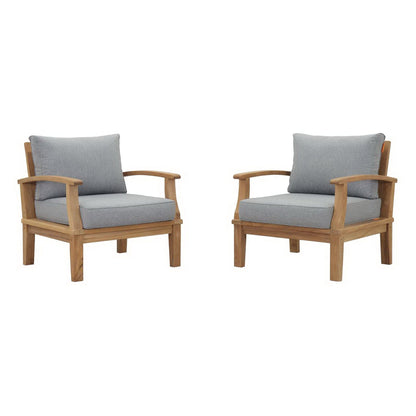 Marina 2 Piece Outdoor Patio Teak Furniture Set in Natural Gray by Modway (1819) Lounge Chair Modway 