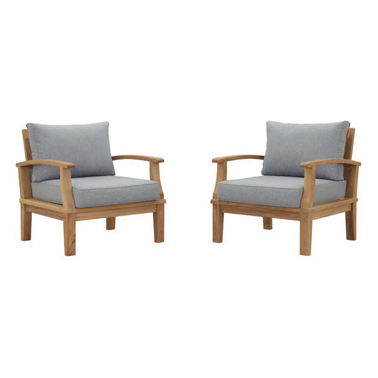 Marina 2 Piece Outdoor Patio Teak Furniture Set in Natural Gray by Modway (1819) Lounge Chair Modway 