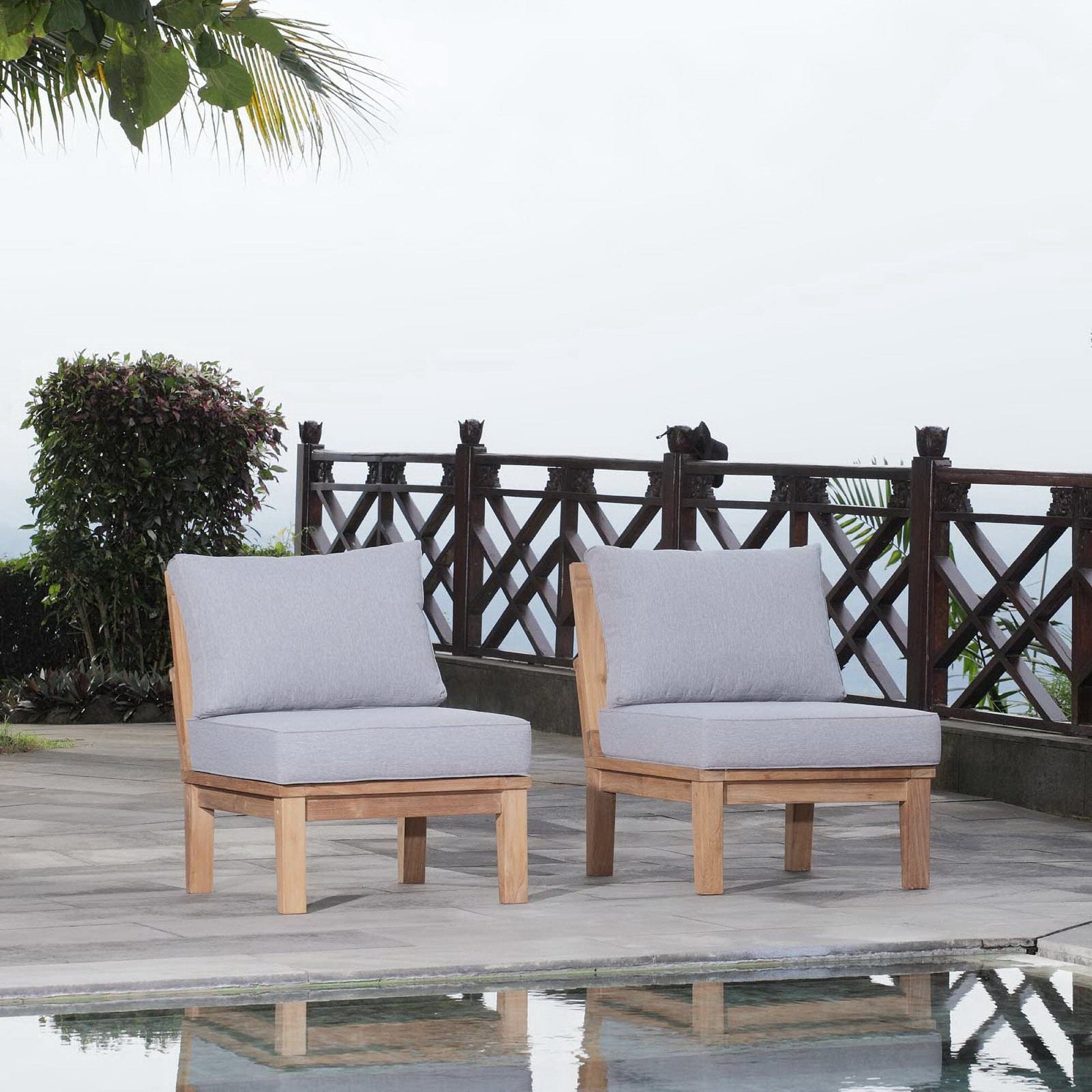 Marina 2 Piece Outdoor Patio Teak Furniture Set in Natural Gray by Modway (1821) Sectional Set Modway 