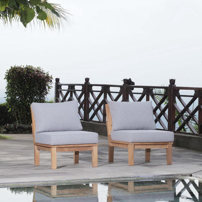 Marina 2 Piece Outdoor Patio Teak Furniture Set in Natural Gray by Modway (1821) Sectional Set Modway 