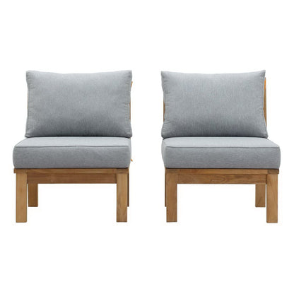 Marina 2 Piece Outdoor Patio Teak Furniture Set in Natural Gray by Modway (1821) Sectional Set Modway 