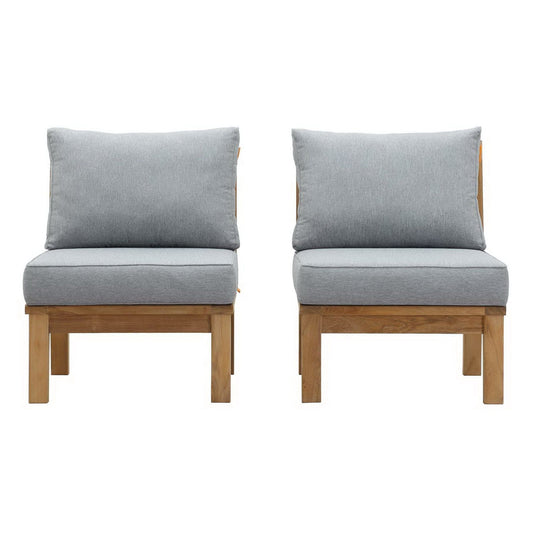 Marina 2 Piece Outdoor Patio Teak Furniture Set in Natural Gray by Modway (1821) Sectional Set Modway 