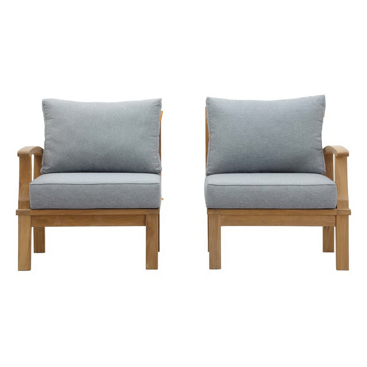 Marina 2 Piece Outdoor Patio Teak Furniture Set in Natural Gray by Modway (1822) Sectional Set Modway 