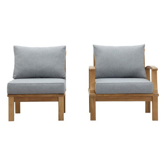 Marina 2 Piece Outdoor Patio Teak Furniture Set in Natural Gray by Modway (1823) Conversation Set Modway 