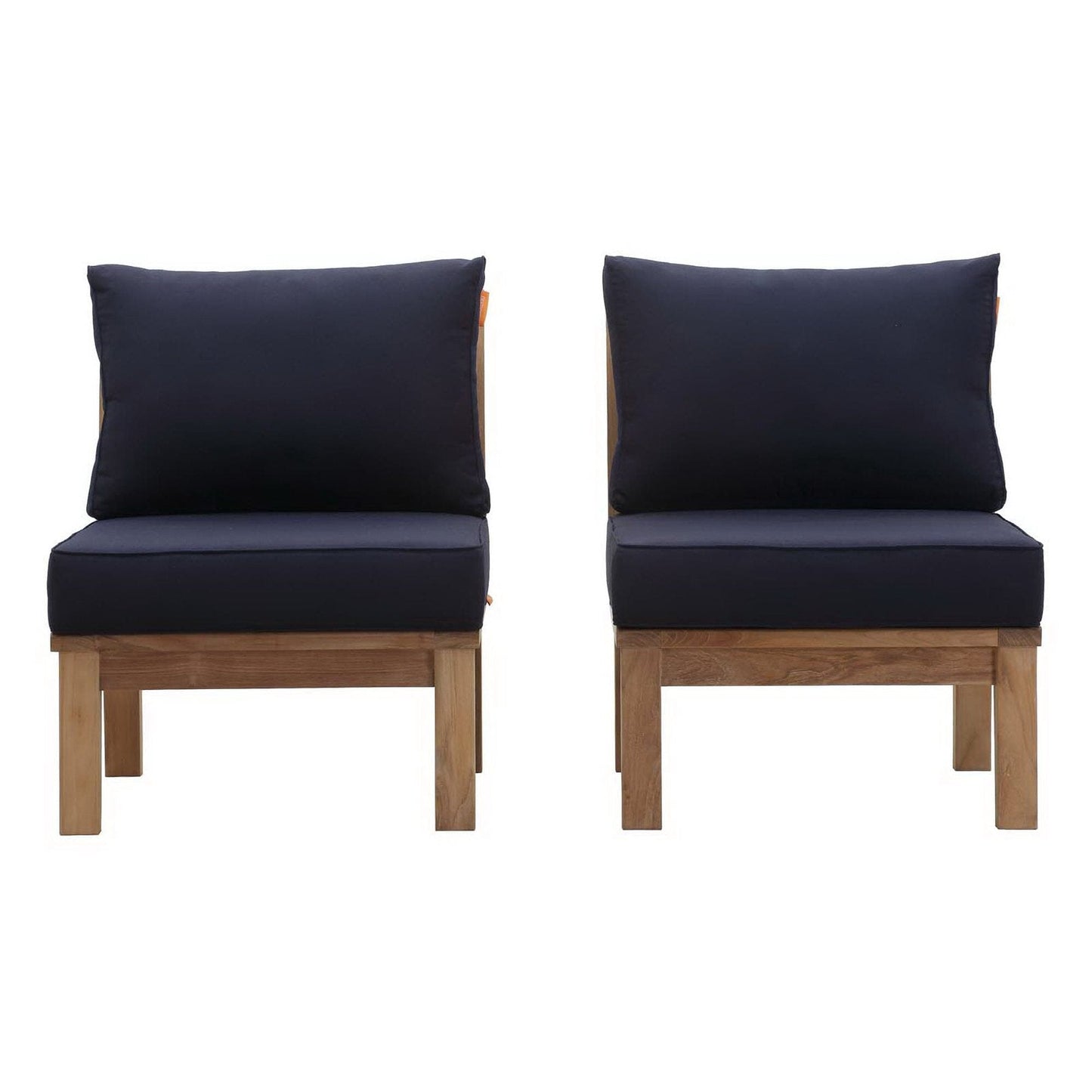 Marina 2 Piece Outdoor Patio Teak Furniture Set in Natural Navy by Modway (1821) Sectional Set Modway 