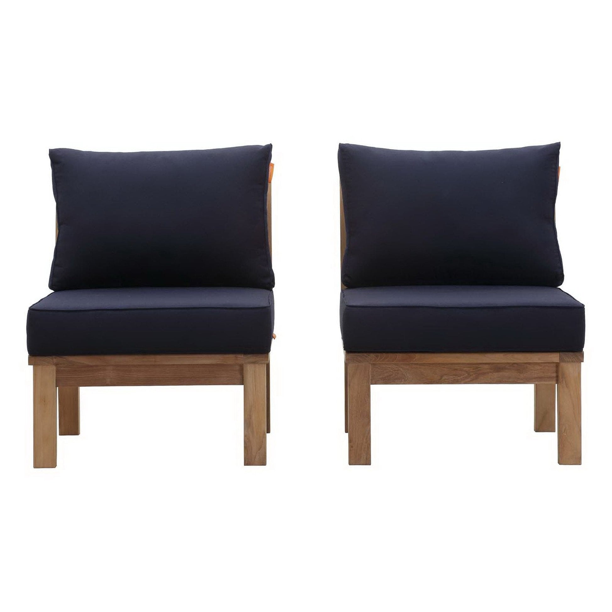 Marina 2 Piece Outdoor Patio Teak Furniture Set in Natural Navy by Modway (1821) Sectional Set Modway 