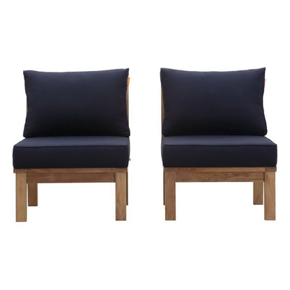 Marina 2 Piece Outdoor Patio Teak Furniture Set in Natural Navy by Modway (1821) Sectional Set Modway 