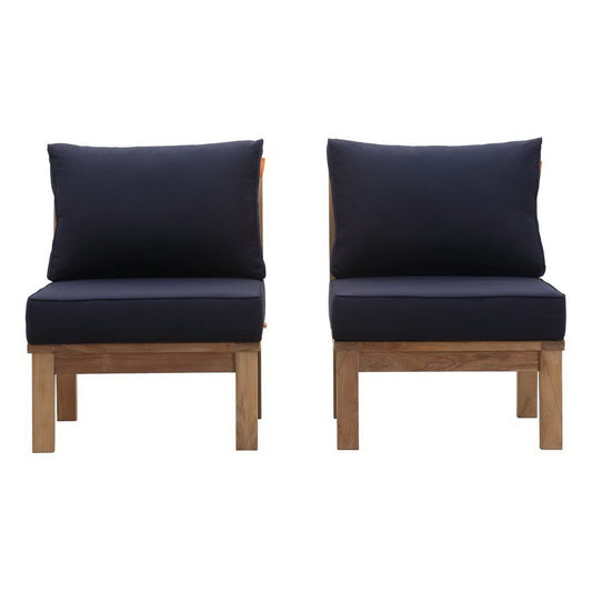 Marina 2 Piece Outdoor Patio Teak Furniture Set in Natural Navy by Modway (1821) Sectional Set Modway 