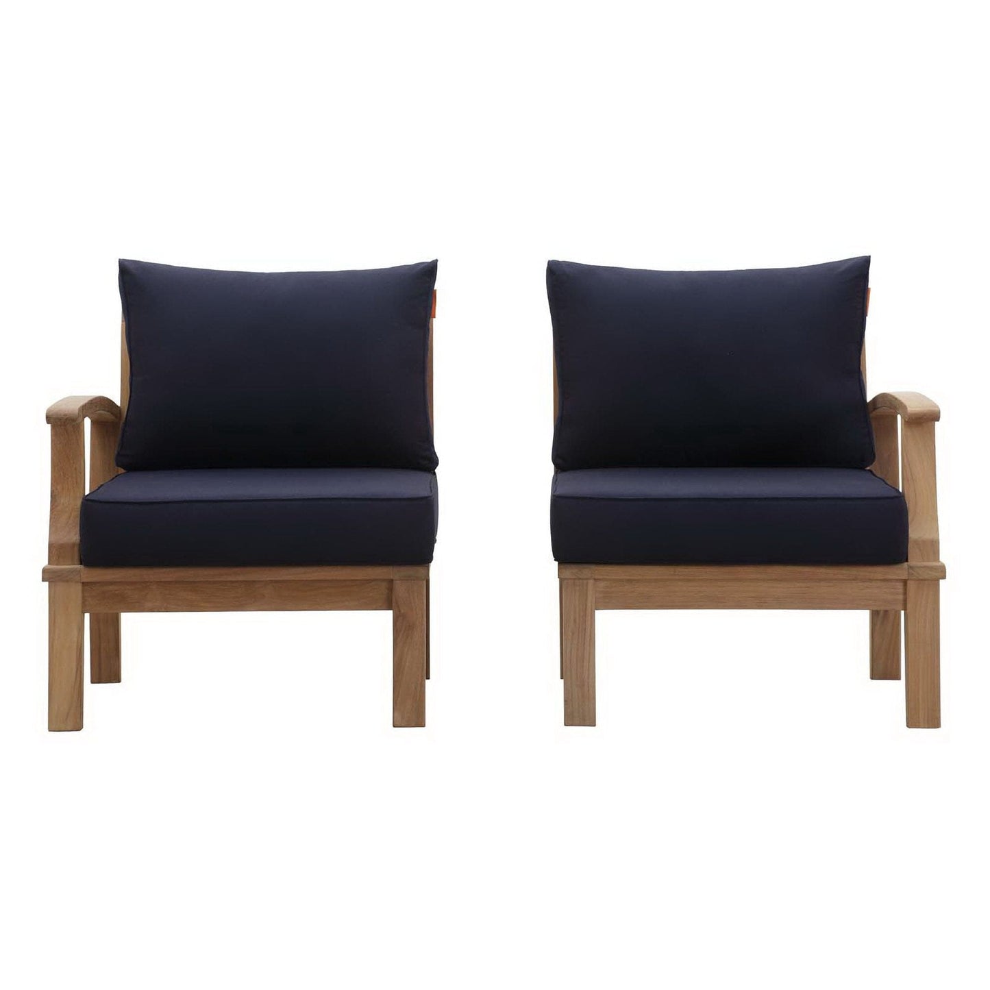 Marina 2 Piece Outdoor Patio Teak Furniture Set in Natural Navy by Modway (1822) Sectional Set Modway 