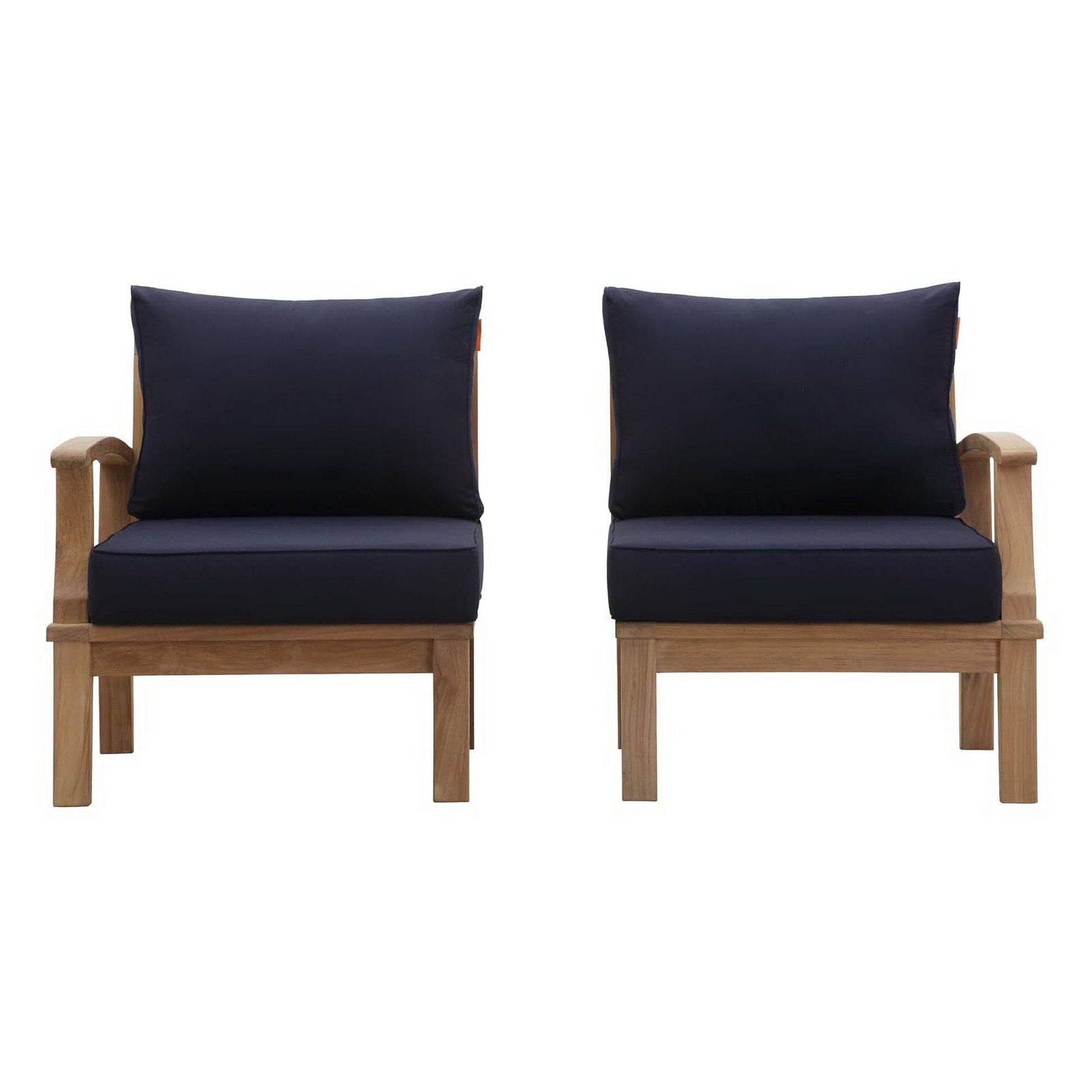 Marina 2 Piece Outdoor Patio Teak Furniture Set in Natural Navy by Modway (1822) Sectional Set Modway 