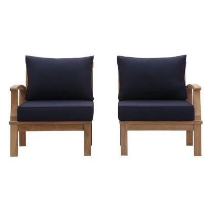 Marina 2 Piece Outdoor Patio Teak Furniture Set in Natural Navy by Modway (1822) Sectional Set Modway 