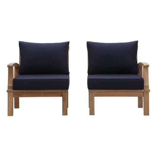 Marina 2 Piece Outdoor Patio Teak Furniture Set in Natural Navy by Modway (1822) Sectional Set Modway 