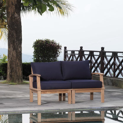 Marina 2 Piece Outdoor Patio Teak Furniture Set in Natural Navy by Modway (1822) Sectional Set Modway 