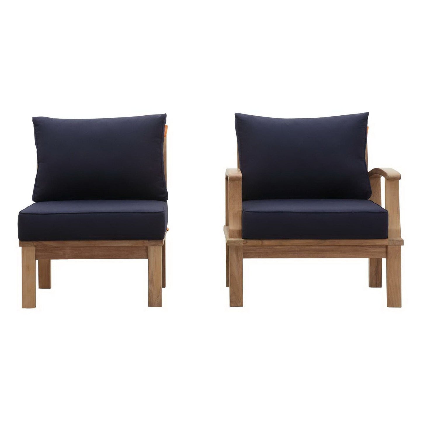 Marina 2 Piece Outdoor Patio Teak Furniture Set in Natural Navy by Modway (1823) Conversation Set Modway 