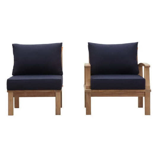Marina 2 Piece Outdoor Patio Teak Furniture Set in Natural Navy by Modway (1823) Conversation Set Modway 