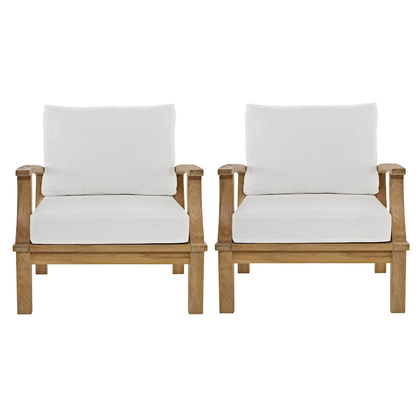 Marina 2 Piece Outdoor Patio Teak Furniture Set in Natural White by Modway (1819) Lounge Chair Modway 