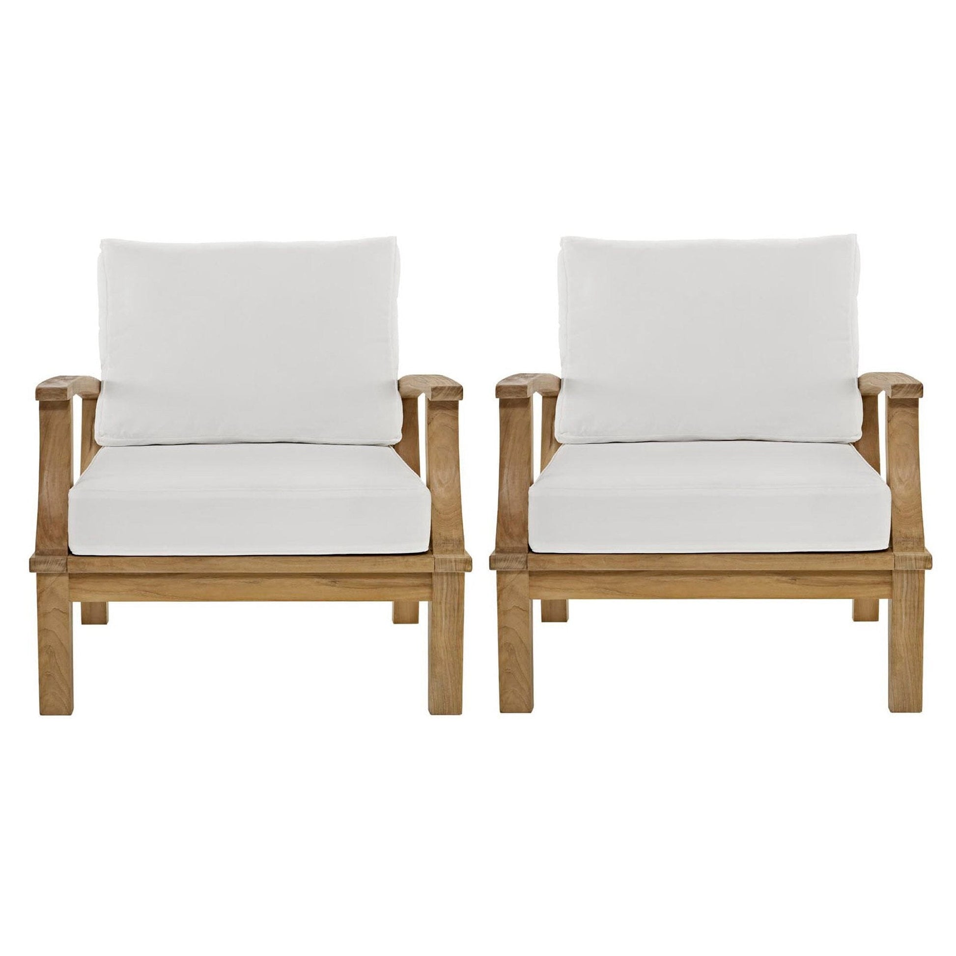 Marina 2 Piece Outdoor Patio Teak Furniture Set in Natural White by Modway (1819) Lounge Chair Modway 