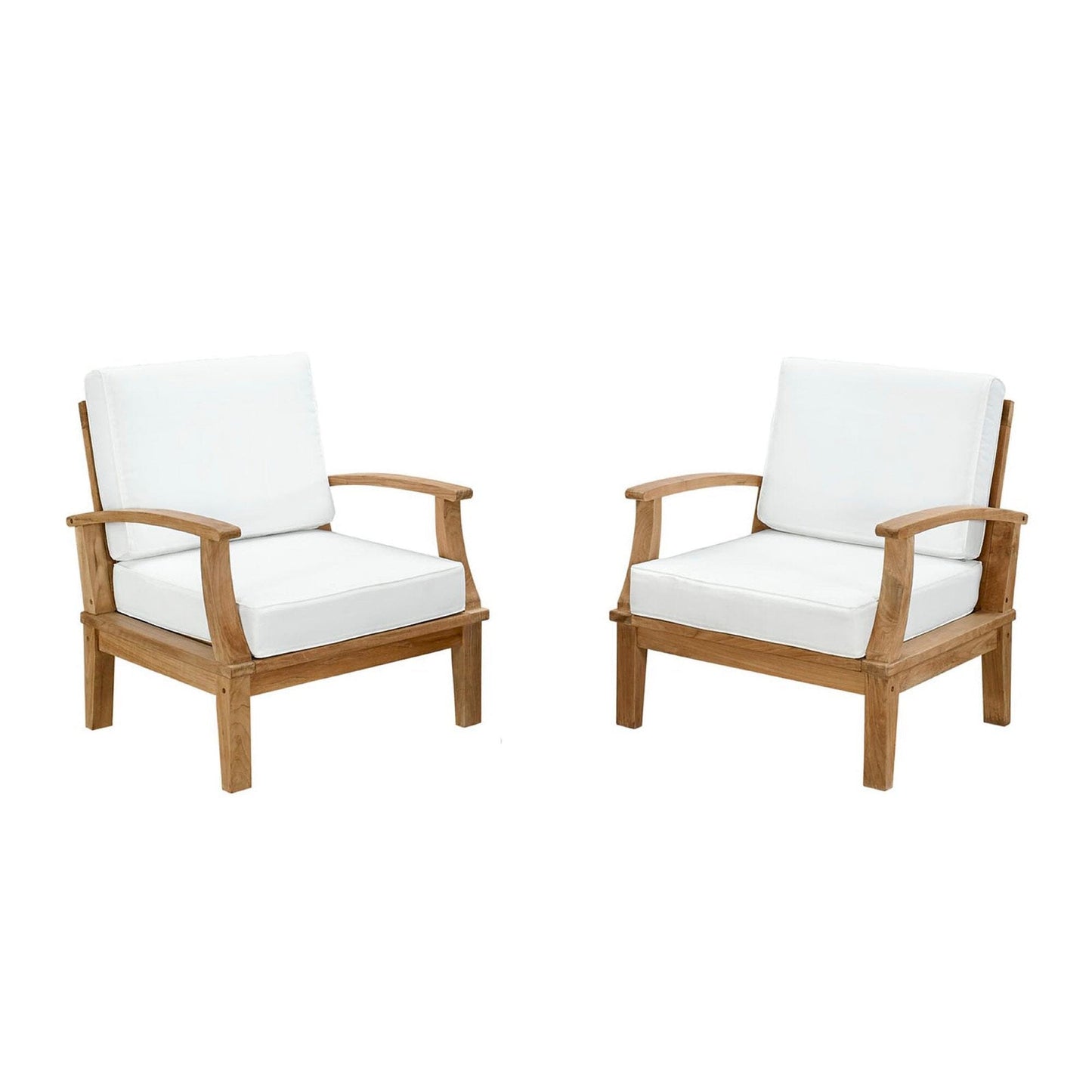 Marina 2 Piece Outdoor Patio Teak Furniture Set in Natural White by Modway (1819) Lounge Chair Modway 