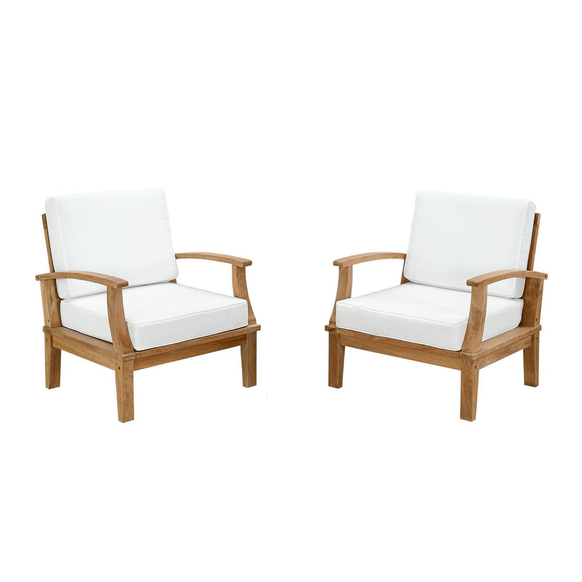 Marina 2 Piece Outdoor Patio Teak Furniture Set in Natural White by Modway (1819) Lounge Chair Modway 