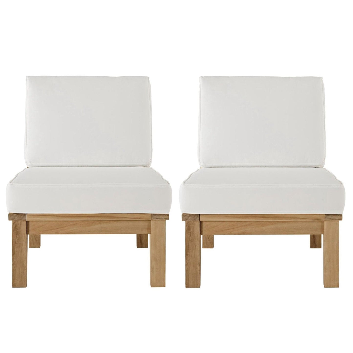 Marina 2 Piece Outdoor Patio Teak Furniture Set in Natural White by Modway (1821) Sectional Set Modway 