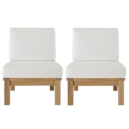Marina 2 Piece Outdoor Patio Teak Furniture Set in Natural White by Modway (1821) Sectional Set Modway 