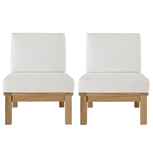 Marina 2 Piece Outdoor Patio Teak Furniture Set in Natural White by Modway (1821) Sectional Set Modway 