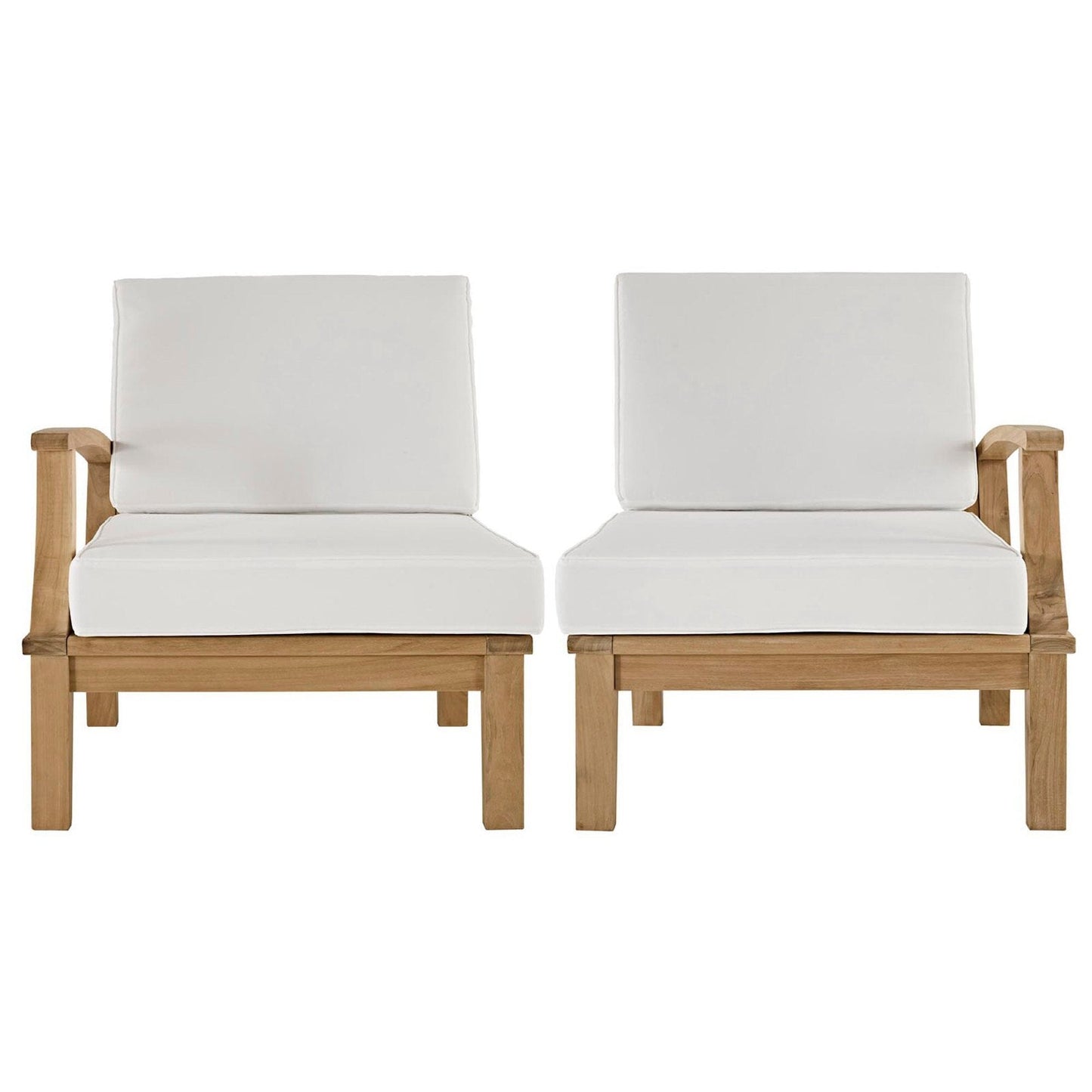 Marina 2 Piece Outdoor Patio Teak Furniture Set in Natural White by Modway (1822) Sectional Set Modway 