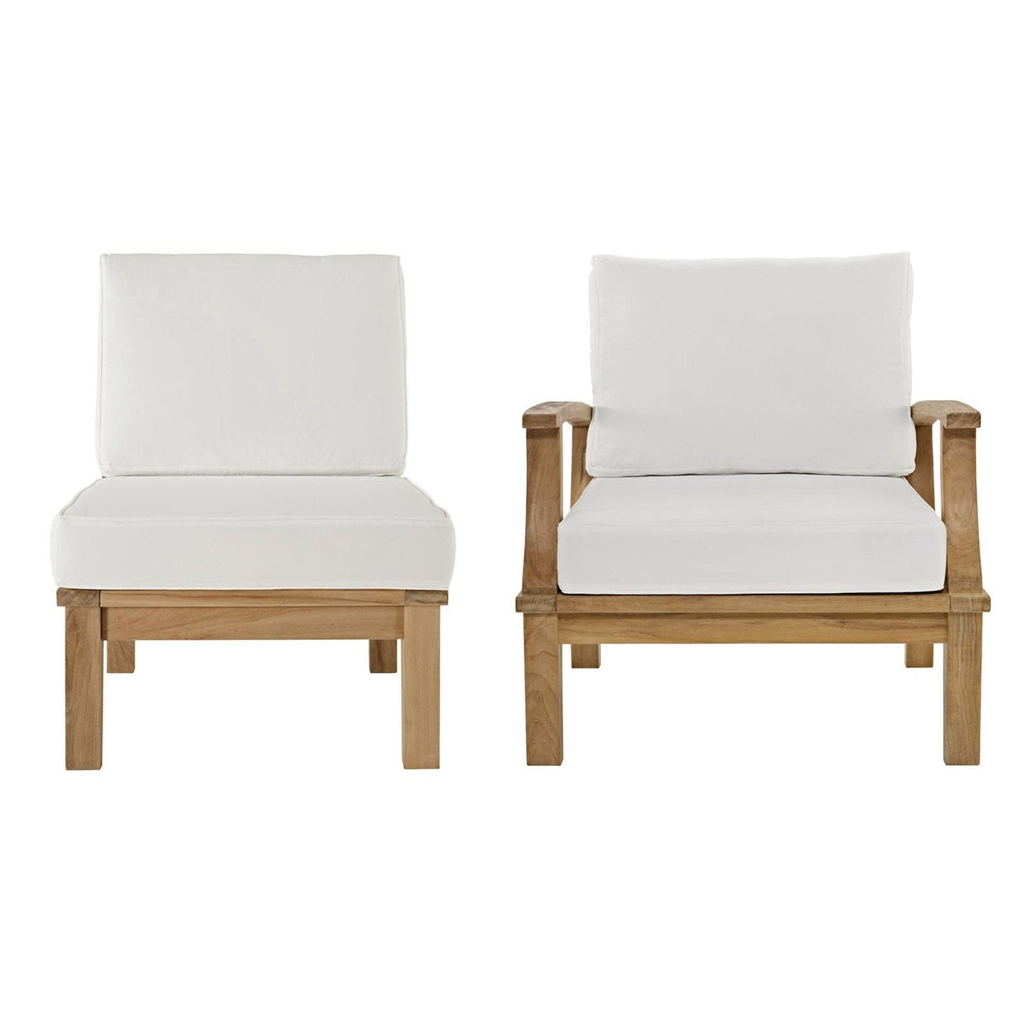 Marina 2 Piece Outdoor Patio Teak Furniture Set in Natural White by Modway (1823) Conversation Set Modway 