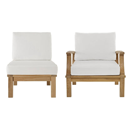 Marina 2 Piece Outdoor Patio Teak Furniture Set in Natural White by Modway (1823) Conversation Set Modway 