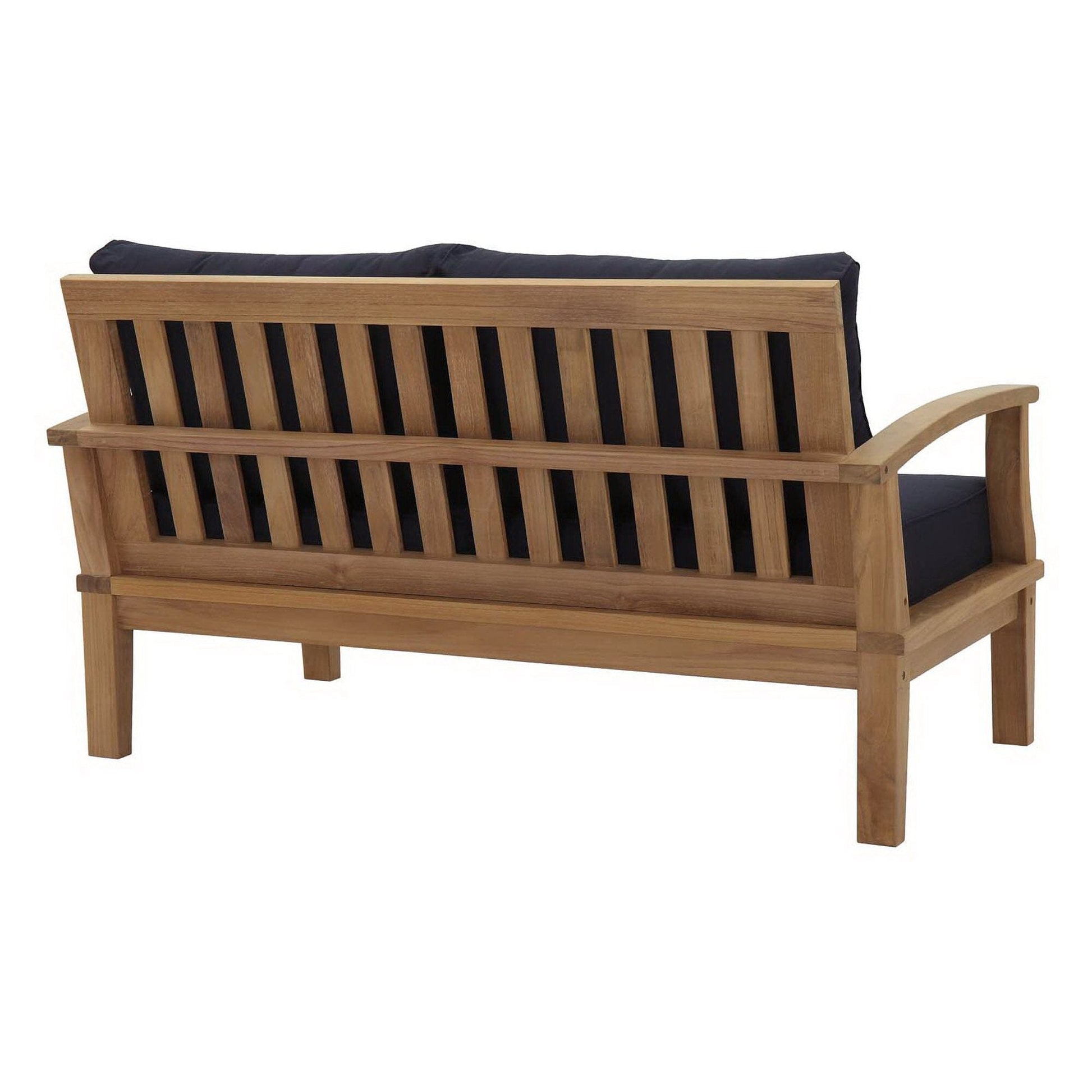 Marina 3 Piece Outdoor Patio Teak Conversation Set in Natural Navy by Modway Conversation Set Modway 