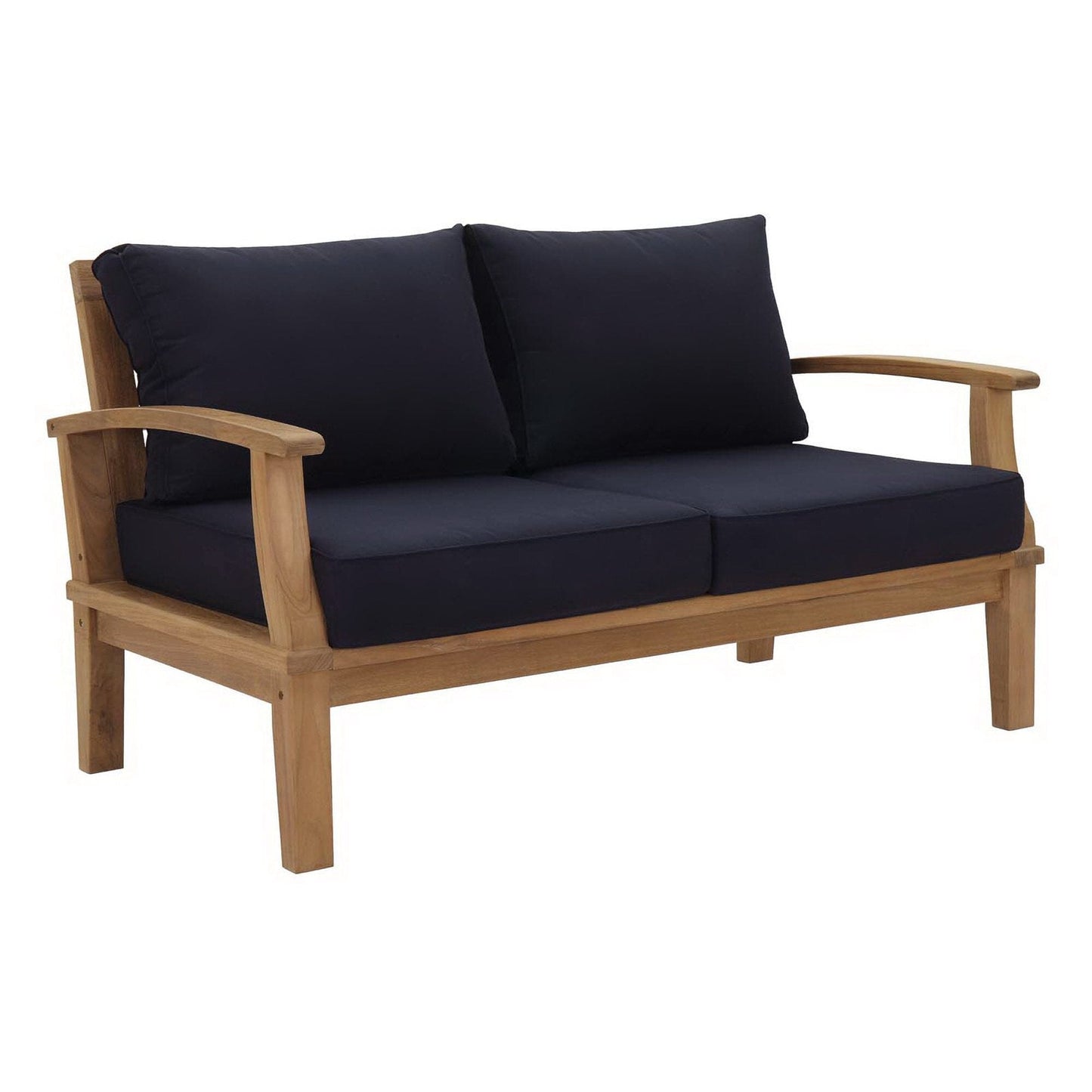 Marina 3 Piece Outdoor Patio Teak Conversation Set in Natural Navy by Modway Conversation Set Modway 